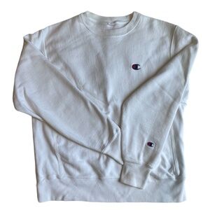 White Champion Crewneck Pullover Sweatshirt